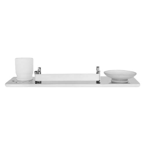 Image of 4010 Stainless Steel 304 Grade Wall Mount Shelf with Glass Tumbler and Soap Dish