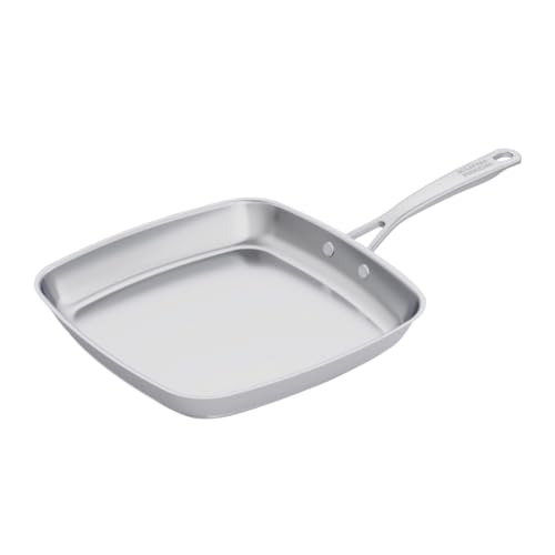 Kuhn Rikon Allround Poêle Carrée Inox sans Revêtement, 27 x 27 cm, Compatible Induction, Four jusqu'à 240 °C, Acier Inoxydable 18/10