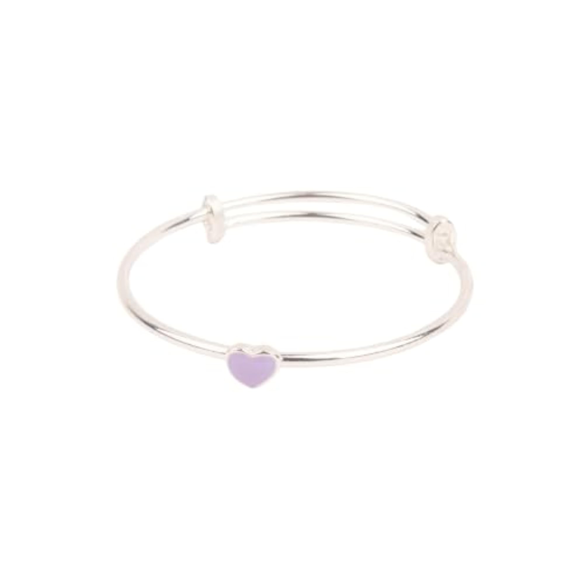 Adjustable 925 Silver Bangle for Baby Girl, Sweetheart Design