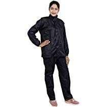 Tubination Rain Suit Women, Girls and Ladies 3 Piece Black Rain Suit Waterproof Jacket with Long Sleeves (XL Size)