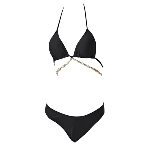 Bikini triangle noir avec cravate dos ajustable pour éviter les marques