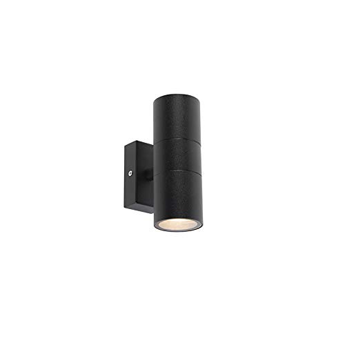 Qazqa - Outdoor Wall Lamp I Wall Light Black IP44 2-Light - Duo Garden- - Modern - Suitable for LED GU10 | 2 Light - Stainless Steel Outdoor wall Light - Suitable for
