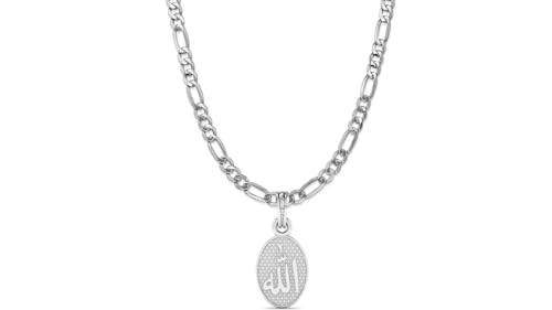 Pendentif Allah Barkat en argent pur avec sa maille Figaro élégante