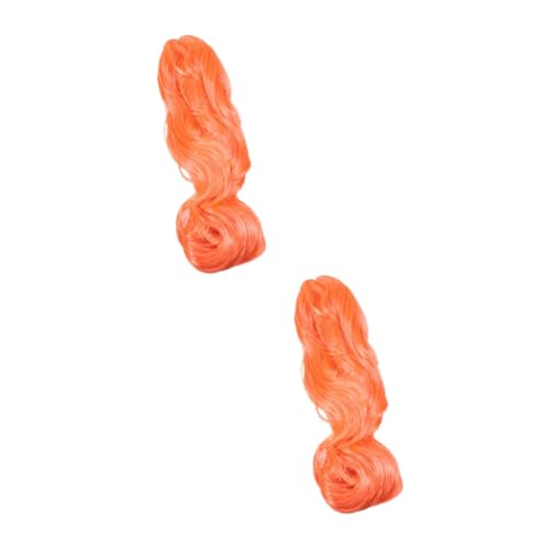 Perruque femme longue bouclée orange naturelle pour costume de fête et cosplay réaliste