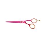 Cricket Shear Xpressions Charmed Life 5.75” Professional Stylist Hair Cutting Scissors, Japanese Stainless Steel Shears, Don’t Panic (Hot Pink & Red)