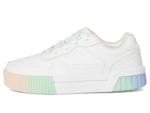 Skechers Kids Girls Jade Sneaker, White/Multi, 1 Little Kid