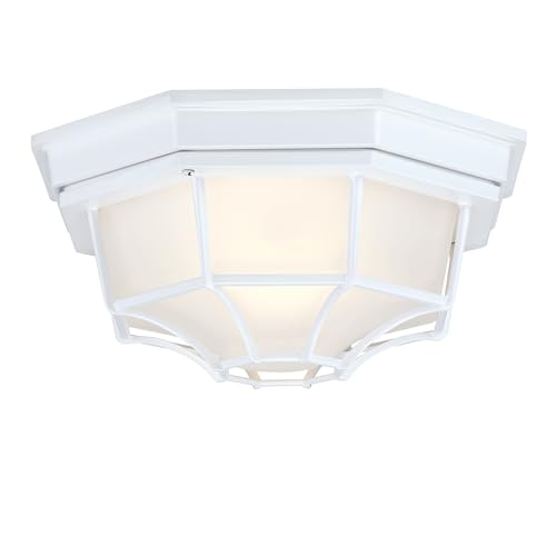 Bed Bath & Beyond 1-Light Retro Textured Ceiling Mount Light Fixture with Frosted Glass,E26 White