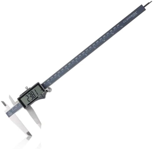 Clockwise Tools IP54 Grade Digital Caliper, DCLR-1205 0-12" /300mm, Inch/Metric/Fractions Conversion, Stainless Steel, Large LCD Screen