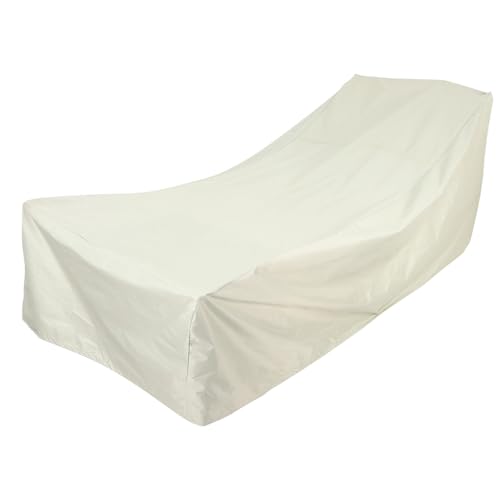 WRITWAA Copertura per Lettino Prendisole Oxford 210D Beige Fodera per Poltrona Reclinabile da Esterno Protezione Antivento e Antigelo per Giardino e Terrazzo 208X76X41/79 CM 1 Pezzo