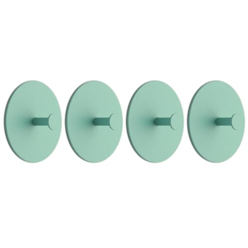 SIAMESE Metal Adhesive Hooks, 4Pcs Dopamine Wall Hooks, Damage Free Cute Sticky Hook for Home, Office, Bathroom, Decorative Hook for Shower, Keys, Hats, Bags (Turquoise Blue)