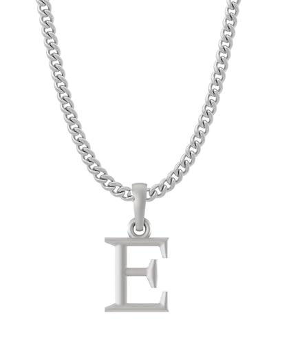 Pendentif en argent sterling 92,5% avec chaîne alphabet E précieux Mtrolls maille fine
