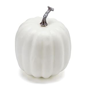 7Pcs Artificial Pumpkins of all Styles Halloween Decoration Rural Style Farmhouse Foam Pumpkin Harvest Season Thanksgiving Day is Suitable for Table top House Dining Table Party Decoration White