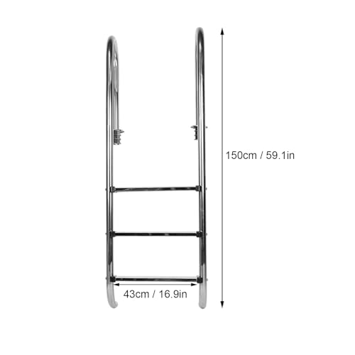 Escalera para piscina de acero inoxidable 3 peldaños antideslizante miniatura 7