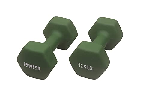 POWERT HEX Neoprene Dumbbell |Coated Colorful Hand Weights in Pair (J-17.5 lbs)