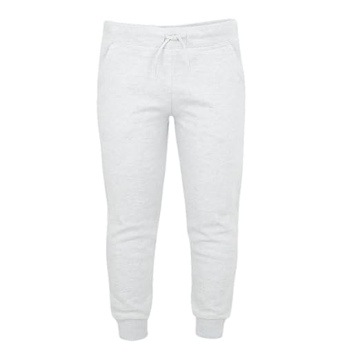Jogger for Boys & Girls – Kids Jogging Bottom with 2 Side Pockets, Drawstring & Cuffed Ankle – Comfortable & Breathable Fleece Unisex School Trouser & Sweatpant, Tracksuit Bottoms – White (7-8 Years)