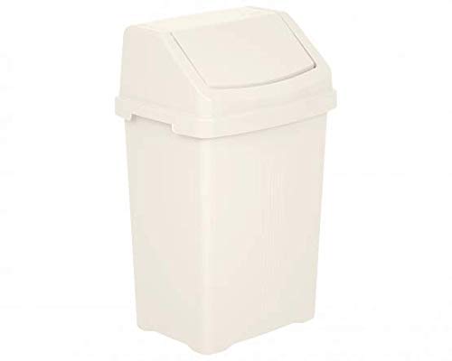 8L/25L/50L Litre Plastic Swing Bin Waste Recycle Dustbins Kitchen, Bathroom Rubbish Trash Refused Bins (Soft Cream, 50 Litre)