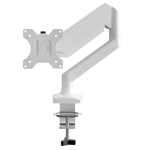 Support de moniteur ergonomique blanc en aluminium avec vérin à gaz durable