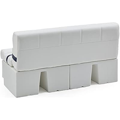 DeckMate Complete 55 Premium Pontoon Boat Seat Bench and Base- White, Blue and Light Blue