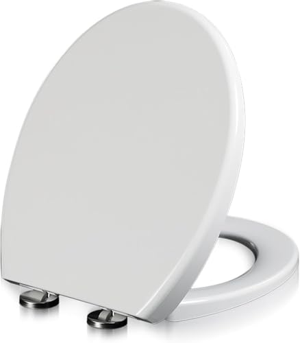 U Shape Toilet Seat, O Shape Toilet Seats Elongated Soft Close and Quick-Release, Toilet Seat with Easy Clean & Change Hinges, Easy to Install, White (o Toilet Seat)