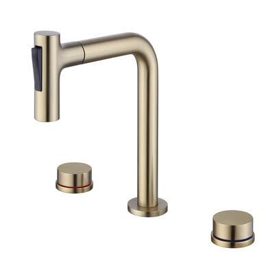 Robinet de salle de bain répandu mitigeur lavabo trois trous or brossé