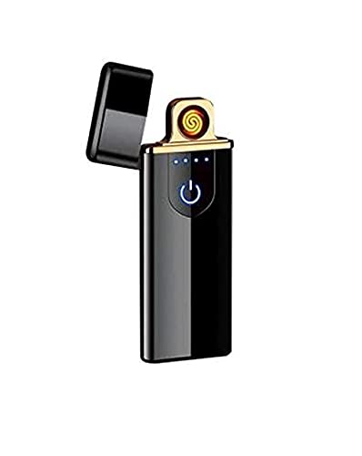 TechKing (HOT New with 15 Years Warranty) Mini Slim Electronic Touch Sensor Metal Lighter USB Rechargeable Windproof Flameless Lighter for Smoking Cap Straight Touch Lighter-picture-29