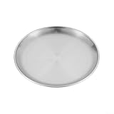 Edelstahl-Picknickteller-Set für den Außenbereich, hitzebeständig, rund, flach, für Camping, Grillen und Gruppenessen (17 cm)