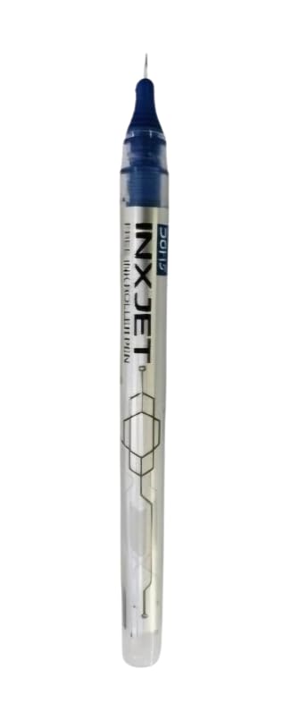 Image of Doms Inxjet Roller Pen-Blue Ink-Pack of 10| 0.5mm Needle Tip, Precision Ink Regulator, Visible Level| Comfortable Grip For Long & Smooth Writing| Sterdy Pocket Clip