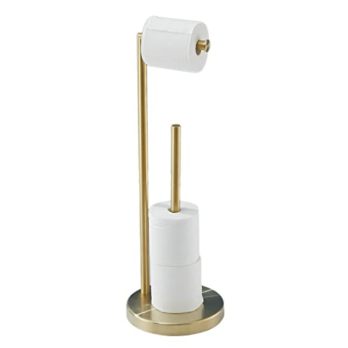 Soporte para rollo de papel higiénico, soporte para rollo de papel higiénico con función de reserva, color dorado cepillado Cover