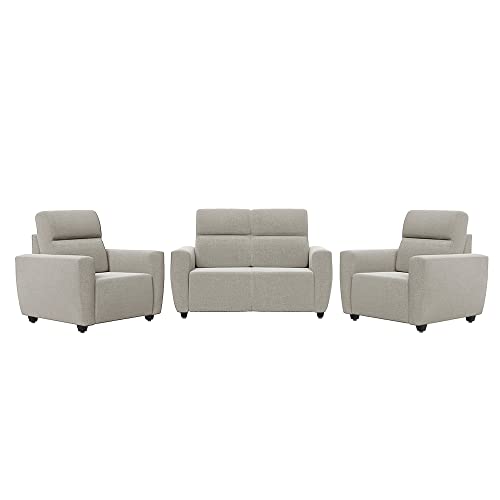 Image of Wakefit Sofa Set | 3 Year Warranty | Sofa 4 Seater, 4 Seater Sofa for Living Room, Wooden Sofa Set, Sofa Set 2+1+1 Seater - Belize(Reflection : White)