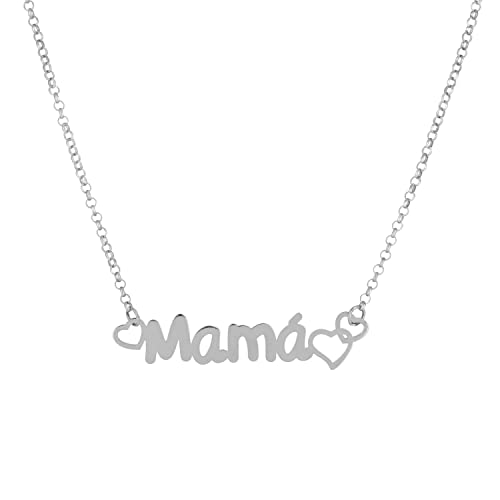 Silver & Steel Colgante Mujer Plata de Ley 925 - Love mamá (Plata) - Materiales Hipoalergénicos - S&S