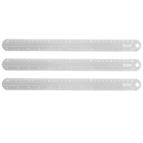 Règle droite pour la salle de classe et l'étude, lot de 3 instruments de mesure de 30 cm