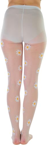 Image of ToBeInStyle Women's Sheer Fashion Ankle Socks & Pantyhose w /Springtime Daisy Design