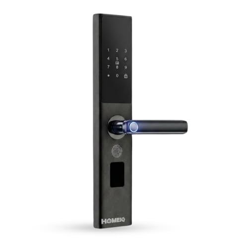 Image of Smart Fingerprint Door Lock with Handle, 5-in-1 Keyless Entry Door Lock, Fingerprint, Password, RFID Card, Mobile App & Mechanical Key, Smart Digital Lock for Wooden Doors, Black