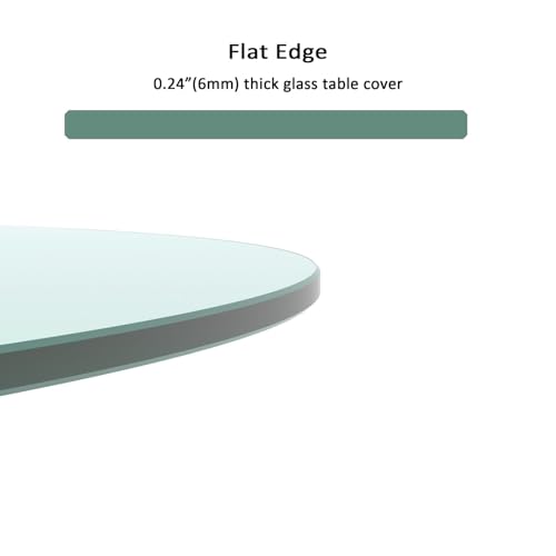 Image of 36 Inch Round Tempered Glass Table Top, 1 /4 Inch Thick Clear Glass with Polished Edge, Safety Glass Circle for Dining Table Top, Desk, Patio Base Replacement