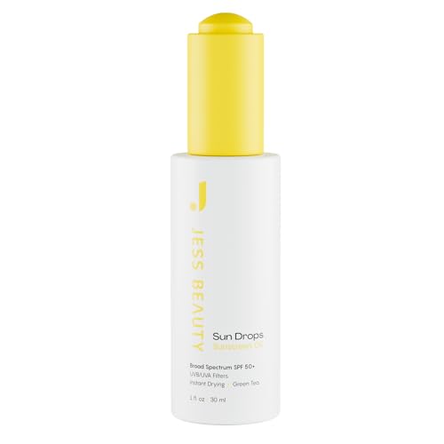 JESS BEAUTY | Face Sunscreen Sun Drops SPF 50 Skin Care Oil with Camellia Sinensis & Squalane | Skincare Fast Drying 1 fl. oz