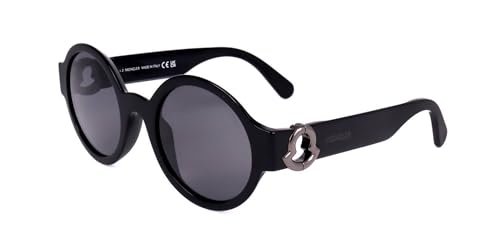 Image of Sunglasses Moncler ML 0243 Atriom 01A Shiny Blac, Gunmetal Logo /Smoke Lenses