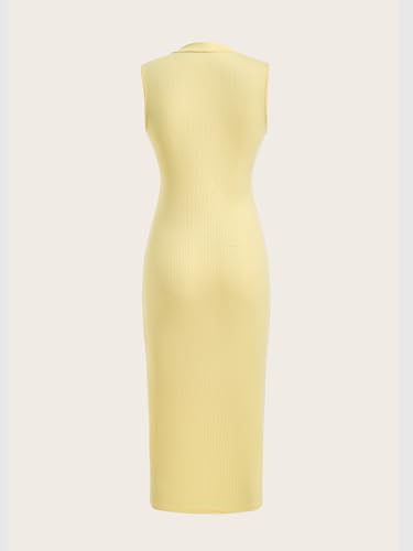 Women's Mock Neck Sleeveless Dress Elegant Bodycon Midi Ribbed Knit Work Office Dresses2