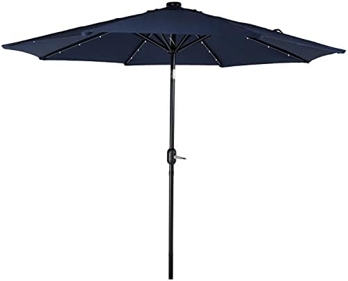 Amazon.com : Sunnydaze 9-Foot Patio Umbrella with Solar LED Lights and Push  Button Tilt - Aluminum Pole and Polyester Canopy - Navy Blue : Patio, Lawn  u0026 Garden