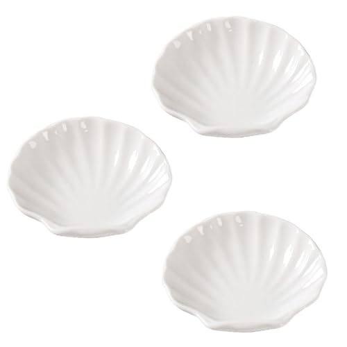 CLWXHS Soy Sauce Dish Ceramic,Sauce Dish, Seasoning Dish,Mini Appetizer Plates,Sauce Kitchen Tableware Great for Home,School, Restaurants (Shell Shape)