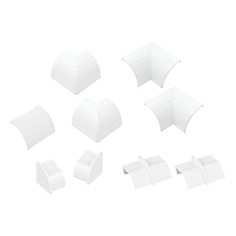 D-Line Quarter Round Cable Raceway Accessory Multipack, 9-Piece Pack, Join 0.87" (W) x 0.87" (H) Cord Cover Lengths - White Cover