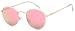 Produktbild styleBREAKER Unisex Sonnenbrille in Panto-Form mit runden Flachgläsern und Metall Bügeln mit Federscharnier, Vollrand 09020077, Farbe:Gestell Gold/Glas Pink verspiegelt