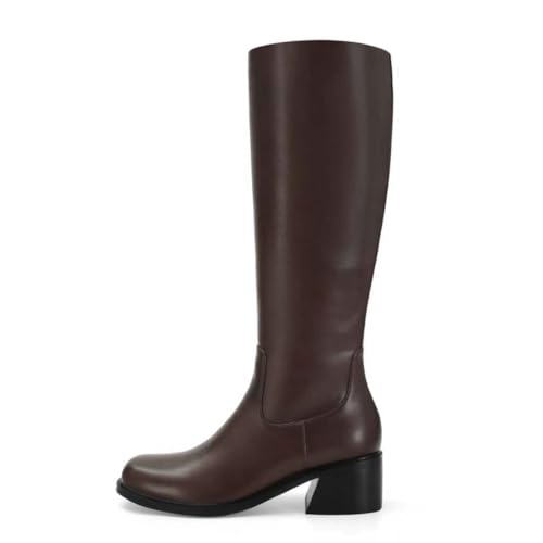Image of SOVANYOU Women's Knee High Boots Square Toe Chunky Block Heel Riding Boots with Side Zipper Comfortable Stylish Low Heel Tall Boot
