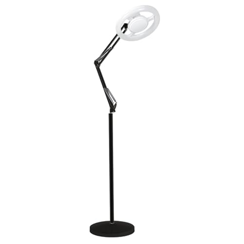 DJJYCTNM Mobile Pet-lamp Surgical Light, LED Magnifying Floor Lamp with 5 Wheels Rolling Base, 6 Lighting Modes, Height Adjustable, for The Beauty Industry(Black)