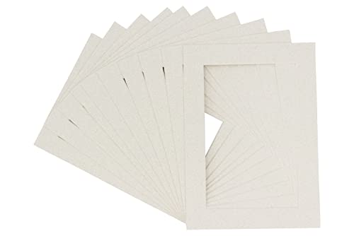 Pack of TEN 6x9 Mats Bevel Cut for 4x5 Photos - Acid Free Oyster Shell White Precut Matboards For Pictures, Photos, Framing - 4-ply Thickness