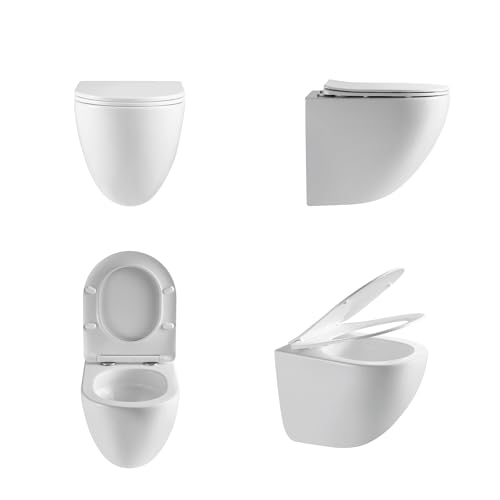 HOGART Wand WC mit Soft-Close Toilettensitz und Leistungsstarkem Spülrandlos Tornado Spülsystem, Hänge WC mit Komplett Abgedichteter Unterer Teil, Leises und Sparsames Spülsystem 3–4,5 l.