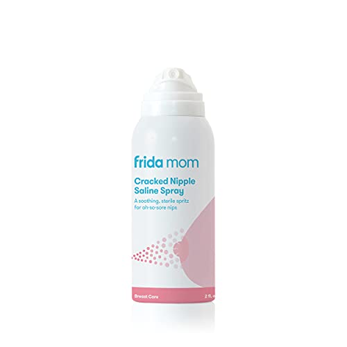 Frida Mom Cracked Nipple Soothing Spray | All-Natural Saline Spray To Heal Sore, Cracked Breastfeeding Nipples | Spray + Air-Dry | Gentle For Baby + Mom | 2 Fl Oz #TOP2
