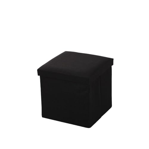 GIYXHU Puff Almacenaje Taburete de Almacenamiento Tela Simple, Banco Zapatos Plegable, Taburete for Sentarse con Tapa, Caja(Black,30X30X30cm)