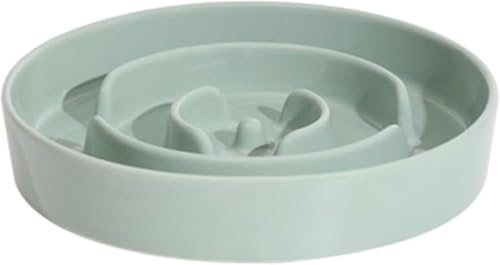 スローフィーダーボウル 犬用 陶器製 ペット食器 早食い防止 飲み込み軽減 吐き戻し対策 スタンド付き フードボウル 安定感 洗いやすい ペット用えさ皿 おしゃれ (ライトグリーン,L)