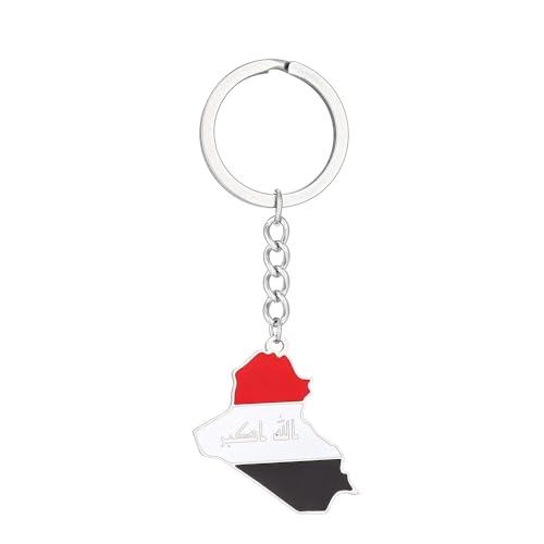 LUTAKU Porte-clés drapeau carte de l'Irak rétro style ethnique, porte-clés en acier inoxydable pour femmes et hommes, porte-clés, sacs, sœurs, frères, cadeaux d'anniversaire, Argenté., taille unique