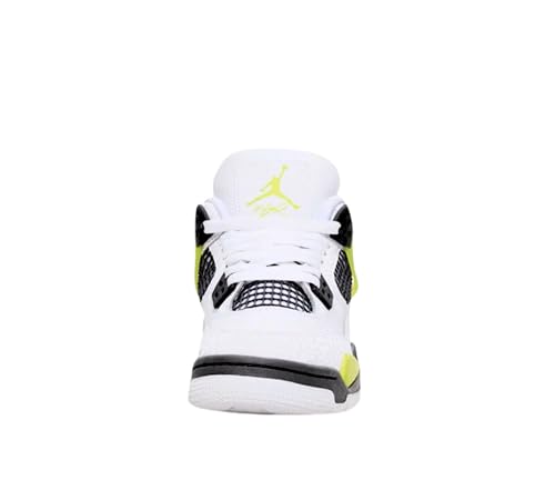 Nike Air Jordan 4 Retro (PS) Big Kid Shoes, White/LT-Lemon Twist (HJ5990-100). - Image 5